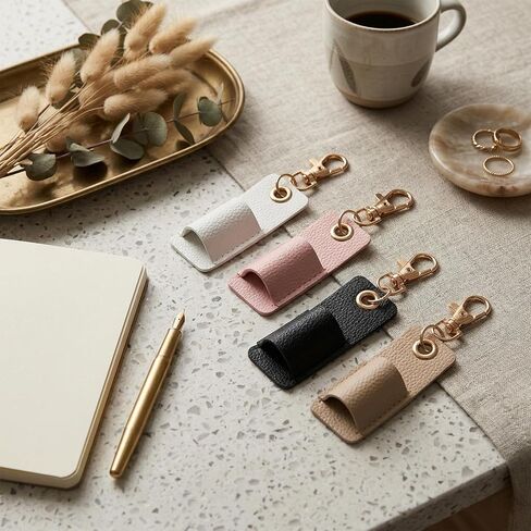 Lanyard Pen-Holder, Portable Anti-Lost Pen Holder, Pen-Lanyards Pencil Badge Holder Pocket PU Leather Pen Keychain for Pencil Badges Clipboard Nurses Office Courier(Black+White+Pink+Khaki) in Kuwait