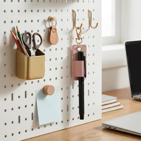 Lanyard Pen-Holder, Portable Anti-Lost Pen Holder, Pen-Lanyards Pencil Badge Holder Pocket PU Leather Pen Keychain for Pencil Badges Clipboard Nurses Office Courier(Black+White+Pink+Khaki) in Kuwait