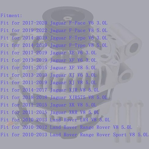 Alternator With 3 Pack Bolts Fit for Jaguar F-Pace F-Type XE XF XJ XJR XK XKR, Fit for Land Rover LR4 Range Rover, 3.0L 5.0L, Replace LR011231 LR023421 LR065246 in Kuwait