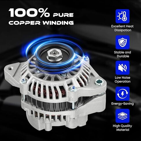13649 New Alternator 1.6 1.6L for Honda Civic 1996-2000, for Civic Del Sol 1996-1997, Replaces AMT0091, 31100-P2E-A01, 31100-P2E-A02, 31100-PEJ-004, 113035, A5TA0991, A5TA5491, 400-48125 in Kuwait