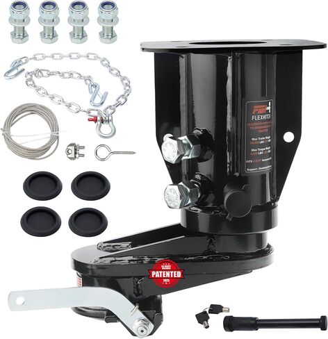 Patented 6" Offset Fifth Wheel to Gooseneck Adapter, Height Adjustable 14-18", Bolt-On to Kingpin Box, Ideal for Trucks Needing Extra Clearance When Towing Fifth Wheel Campers, with Safety Chain in Saudi Arabia