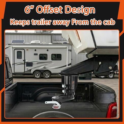 Patented 6" Offset Fifth Wheel to Gooseneck Adapter, Height Adjustable 14-18", Bolt-On to Kingpin Box, Ideal for Trucks Needing Extra Clearance When Towing Fifth Wheel Campers, with Safety Chain in Saudi Arabia