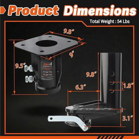 Patented 6" Offset Fifth Wheel to Gooseneck Adapter, Height Adjustable 14-18", Bolt-On to Kingpin Box, Ideal for Trucks Needing Extra Clearance When Towing Fifth Wheel Campers, with Safety Chain in Saudi Arabia