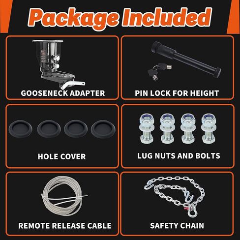 Patented 6" Offset Fifth Wheel to Gooseneck Adapter, Height Adjustable 14-18", Bolt-On to Kingpin Box, Ideal for Trucks Needing Extra Clearance When Towing Fifth Wheel Campers, with Safety Chain in Saudi Arabia