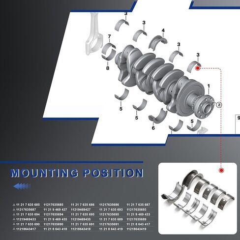 11217635685 Engine Crankshaft Main Bearing Set STD+0.25 Compatible with BMW 118i 120i 125i 220i 225i 320i 330i 420i 430i 630i 730i X2 X4 X5 Mini Cooper 2.0T 2014-2019 in Saudi Arabia