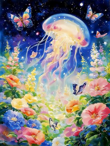 Colorful Flowers Elephant 5D Diamond Painting Kits for Adults,Butterfly Diamond Art, Full Drill Round Rhinestone Dot Gem Art Crafts, DIY Paint with Diamonds for Home Wall Decor 12x16 Inch in Kuwait