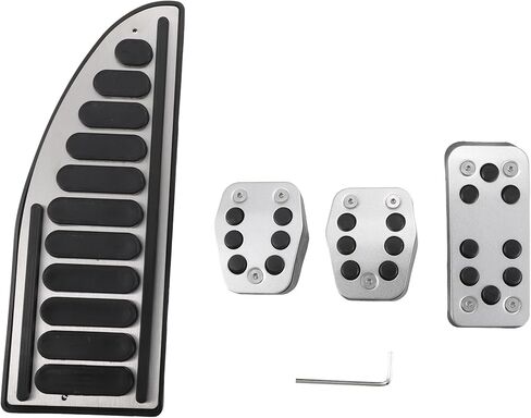 Motoforti Car Manual Transmission Fuel Brake Dead Pedal Cover Set, for Ford Focus 2 3 4 MK2 MK3 MK4 Kuga Escape RS ST 2005-2017, Metal, Black Silver Tone, 1 Set in Kuwait