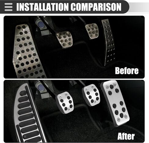 Motoforti Car Manual Transmission Fuel Brake Dead Pedal Cover Set, for Ford Focus 2 3 4 MK2 MK3 MK4 Kuga Escape RS ST 2005-2017, Metal, Black Silver Tone, 1 Set in Kuwait