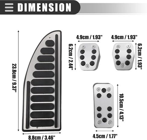 Motoforti Car Manual Transmission Fuel Brake Dead Pedal Cover Set, for Ford Focus 2 3 4 MK2 MK3 MK4 Kuga Escape RS ST 2005-2017, Metal, Black Silver Tone, 1 Set in Kuwait