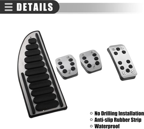 Motoforti Car Manual Transmission Fuel Brake Dead Pedal Cover Set, for Ford Focus 2 3 4 MK2 MK3 MK4 Kuga Escape RS ST 2005-2017, Metal, Black Silver Tone, 1 Set in Kuwait