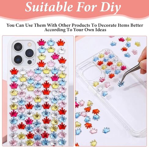 Shimmeroo 200Pcs Mini Resin Crown Flat Back, 1.8cm Multicolor Acrylic Crowns Charms, Small Flatback Crowns for Decorating Scrapbooks, Mobile Phone Cases Clothing DIY Crafts in Kuwait