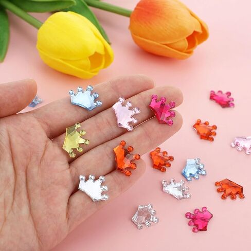 Shimmeroo 200Pcs Mini Resin Crown Flat Back, 1.8cm Multicolor Acrylic Crowns Charms, Small Flatback Crowns for Decorating Scrapbooks, Mobile Phone Cases Clothing DIY Crafts in Kuwait