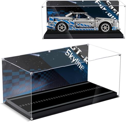 3MM Acrylic Display Case Compatible with Lego 42210 Technic 2 Fast 2 Furious,Dustproof High Definition Printing Box Fit for Lego Nissan Skyline GT-R (R34) Car Home Gift for Adult Children(Case Only) in Kuwait