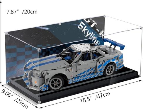 3MM Acrylic Display Case Compatible with Lego 42210 Technic 2 Fast 2 Furious,Dustproof High Definition Printing Box Fit for Lego Nissan Skyline GT-R (R34) Car Home Gift for Adult Children(Case Only) in Kuwait