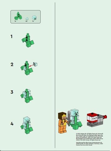 حزمة الورق والرقائق المعدنية من Lego Minecraft: Hero وCharged Creeper وTNT Launcher in Kuwait