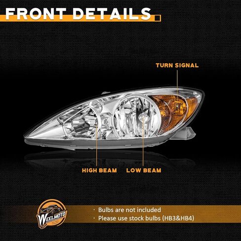 WEELMOTO Headlights for 2002-2004 Toyota Camry(LE/XLE) Headlight Assembly Compatible with 2002 2003 2004 Camry L+R Side Headlamp in Kuwait