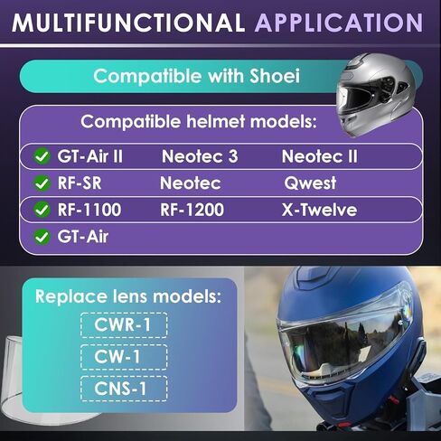 EVO Anti-Fog Insert Replace CWR-1/CW-1/CNS-1, Helmets Visor Lens Compatible with Shoei GT-Air/RF-SR/Neotec/Qwest/RF-1100/RF-1200/X-Twelve Helmet in Kuwait