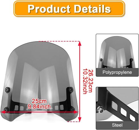 Motorcycle Windshield Windscreen Fit for Husqvarna Vitpilen/Svartpilen 401 2017-2023 Motorcycle Windscreen with Bracket (Gray) in Saudi Arabia