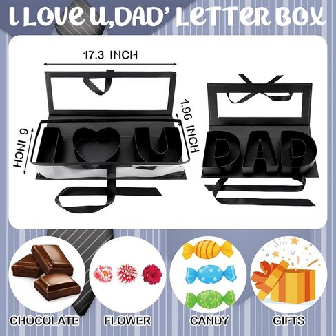 Vertintong 2 Sets Father Day Gifts Box Dad Fillable Flower Gift Boxes I Love U Cardboard Letter Shaped Fillable Packaging Box with 24 Pcs Gold Butterfly Decoration for Father's Day Birthday in Kuwait