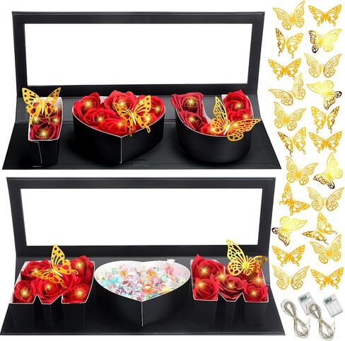 Vertintong 2 Sets Father Day Gifts Box Dad Fillable Flower Gift Boxes I Love U Cardboard Letter Shaped Fillable Packaging Box with 24 Pcs Gold Butterfly Decoration for Father's Day Birthday in Kuwait