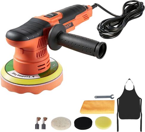 VEVOR Car Buffer Polisher, 6-Inch Dual Action Polisher Buffer Waxer, 650W 6 Variable Speeds 2000-6800RPM Random Orbital Polisher Kit for Cars Detailing, Waxing, Polishing in Kuwait