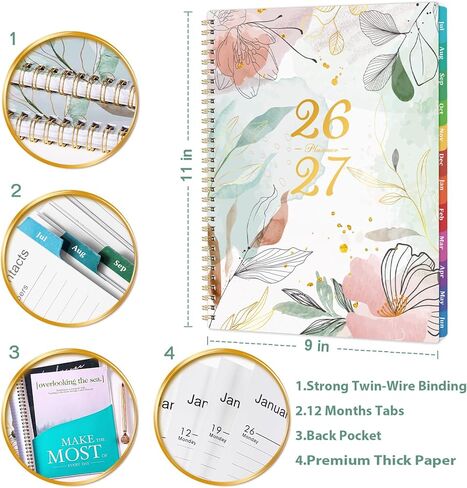 2024-2027 Pocket Planner - Pocket Planner (36-Month) with 60 Notes Pages, July. 2024 - June. 2026, 6.6" x 3.9", 3 Year Monthly Planner with Contacts, Pen Holder, Back Pocket with Thick Paper - Green in Saudi Arabia