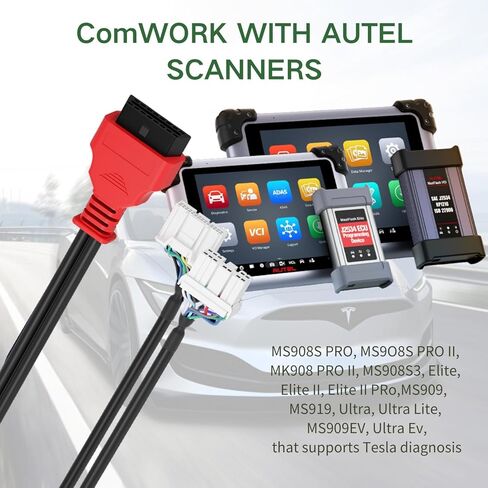for Autel Original TCAN003 Splitter Diagnostic Cable for Tesla Y/S/X / 3,20 Pin + 12 Pin to 16 Pin OBDII Adapter OBD2 Connector Work with Autel Scanner MaxiSys Ultra MS909 Elite II PRO in Saudi Arabia