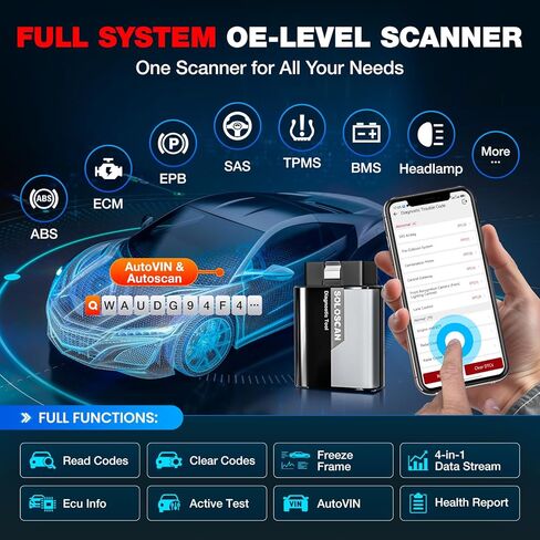 Kingbolen Soloscan for Honda Acura OBD2 Scanner Bluetooth, Bidirectional Test Full System Diagnostic Scan Tool for Android & iOS, All Reset Services, AutoVin, Lifetime No Subscriptions in Kuwait