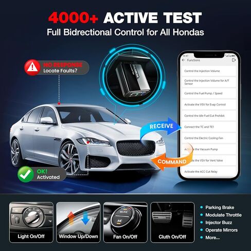 Kingbolen Soloscan for Honda Acura OBD2 Scanner Bluetooth, Bidirectional Test Full System Diagnostic Scan Tool for Android & iOS, All Reset Services, AutoVin, Lifetime No Subscriptions in Kuwait