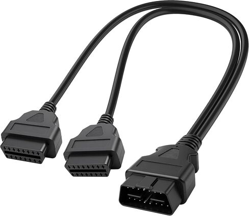 كابل MEIRIYFA Obd2 Splitter Y من 1 ذكر إلى 2 أنثى 16Pin Obd II كابل محول موصل تمديد مقسم تشخيصي لمركبات Obd2 - 30 سم/11.81 بوصة in Kuwait