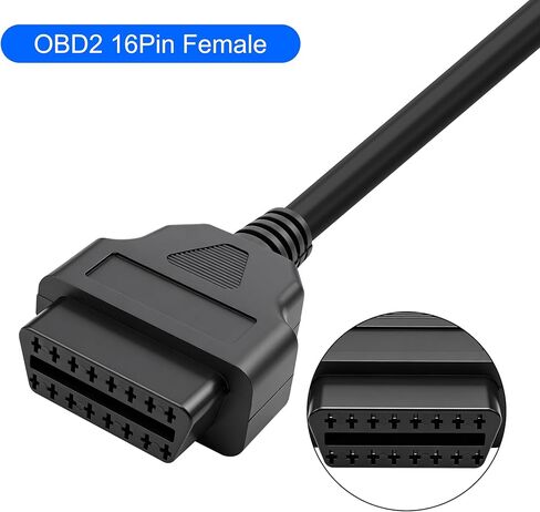 كابل MEIRIYFA Obd2 Splitter Y من 1 ذكر إلى 2 أنثى 16Pin Obd II كابل محول موصل تمديد مقسم تشخيصي لمركبات Obd2 - 30 سم/11.81 بوصة in Kuwait