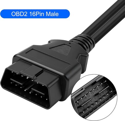 كابل MEIRIYFA Obd2 Splitter Y من 1 ذكر إلى 2 أنثى 16Pin Obd II كابل محول موصل تمديد مقسم تشخيصي لمركبات Obd2 - 30 سم/11.81 بوصة in Kuwait