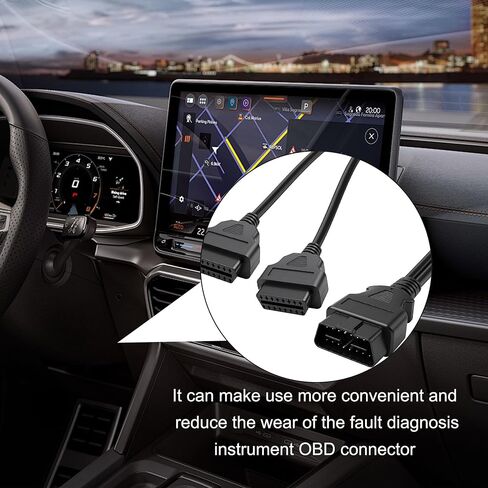 كابل MEIRIYFA Obd2 Splitter Y من 1 ذكر إلى 2 أنثى 16Pin Obd II كابل محول موصل تمديد مقسم تشخيصي لمركبات Obd2 - 30 سم/11.81 بوصة in Kuwait