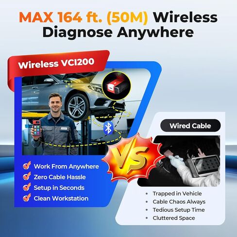 Autel VCI200 Wireless Diagnostic Dongle with CAN FD & DoIP, OBD2 Bluetooth Adapter Connector V200, Upgrade of V150 V100 VCI150 VCI100, Compatible with KM100, MS906 Series, ITS600, BT608, BT609 in Kuwait