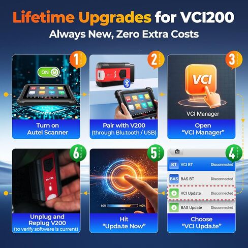 Autel VCI200 Wireless Diagnostic Dongle with CAN FD & DoIP, OBD2 Bluetooth Adapter Connector V200, Upgrade of V150 V100 VCI150 VCI100, Compatible with KM100, MS906 Series, ITS600, BT608, BT609 in Kuwait