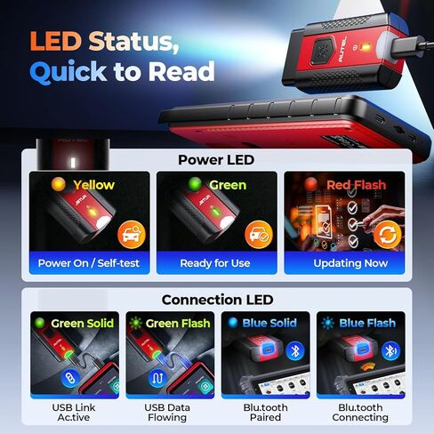 Autel VCI200 Wireless Diagnostic Dongle with CAN FD & DoIP, OBD2 Bluetooth Adapter Connector V200, Upgrade of V150 V100 VCI150 VCI100, Compatible with KM100, MS906 Series, ITS600, BT608, BT609 in Kuwait