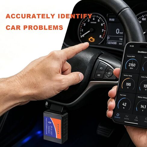 ELM327 OBD2 Bluetooth Adapter, OBDII Bluetooth Scanner Car Code Reader Reset Adapter, ELM327 Fault Diagnostic Scan Tool Compatible with OBD2 Vehicles, Car Accessories in Saudi Arabia