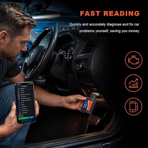 ELM327 OBD2 Bluetooth Adapter, OBDII Bluetooth Scanner Car Code Reader Reset Adapter, ELM327 Fault Diagnostic Scan Tool Compatible with OBD2 Vehicles, Car Accessories in Saudi Arabia