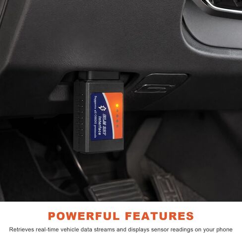 ELM327 OBD2 Bluetooth Adapter, OBDII Bluetooth Scanner Car Code Reader Reset Adapter, ELM327 Fault Diagnostic Scan Tool Compatible with OBD2 Vehicles, Car Accessories in Saudi Arabia