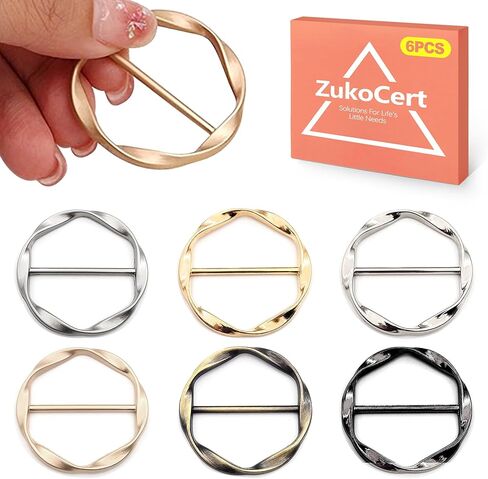 ZukoCert 6 Pcs Metal Shirt Clips - T-Shirt Tie Rings for a Stylish Side Knot & Versatile Scarf Ring Buckle, Fashion Accessories as Shirt Ties Clips for Women, Clothing Cinch Tool in Saudi Arabia