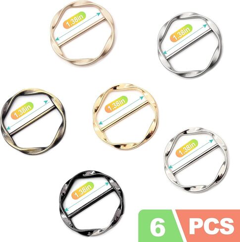 ZukoCert 6 Pcs Metal Shirt Clips - T-Shirt Tie Rings for a Stylish Side Knot & Versatile Scarf Ring Buckle, Fashion Accessories as Shirt Ties Clips for Women, Clothing Cinch Tool in Saudi Arabia