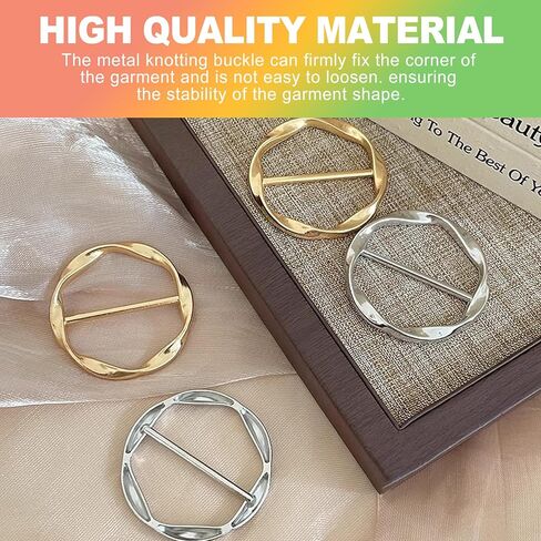 ZukoCert 6 Pcs Metal Shirt Clips - T-Shirt Tie Rings for a Stylish Side Knot & Versatile Scarf Ring Buckle, Fashion Accessories as Shirt Ties Clips for Women, Clothing Cinch Tool in Saudi Arabia