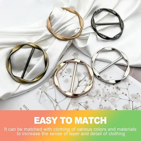 ZukoCert 6 Pcs Metal Shirt Clips - T-Shirt Tie Rings for a Stylish Side Knot & Versatile Scarf Ring Buckle, Fashion Accessories as Shirt Ties Clips for Women, Clothing Cinch Tool in Saudi Arabia