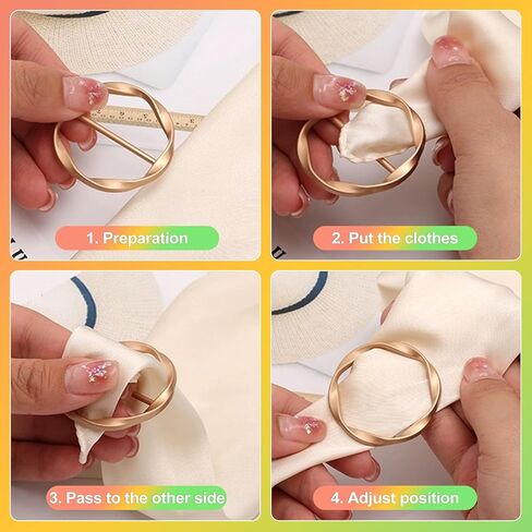 ZukoCert 6 Pcs Metal Shirt Clips - T-Shirt Tie Rings for a Stylish Side Knot & Versatile Scarf Ring Buckle, Fashion Accessories as Shirt Ties Clips for Women, Clothing Cinch Tool in Saudi Arabia