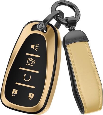 For Chevy Key Fob Cover Accessories- Matte TPU Key Fob Cover with Leather Keychain for Equinox Malibu Camaro Cruze Blazer Traverse Trax and More. (Matte Gray, 5-Buttons) in Saudi Arabia