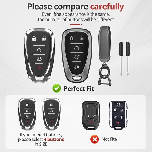 For Chevy Key Fob Cover Accessories- Matte TPU Key Fob Cover with Leather Keychain for Equinox Malibu Camaro Cruze Blazer Traverse Trax and More. (Matte Gray, 5-Buttons) in Saudi Arabia
