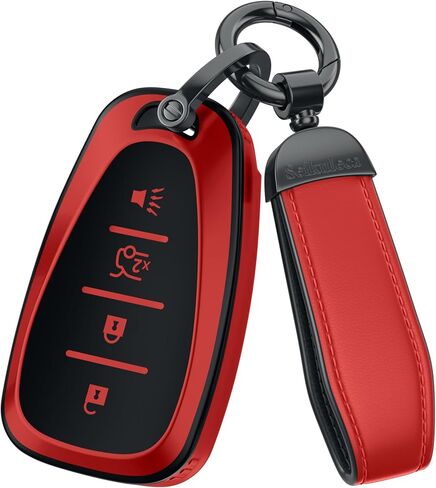 For Chevy Key Fob Cover Accessories- Matte TPU Key Fob Cover with Leather Keychain for Equinox Malibu Camaro Cruze Blazer Traverse Trax and More. (Matte Gray, 5-Buttons) in Saudi Arabia