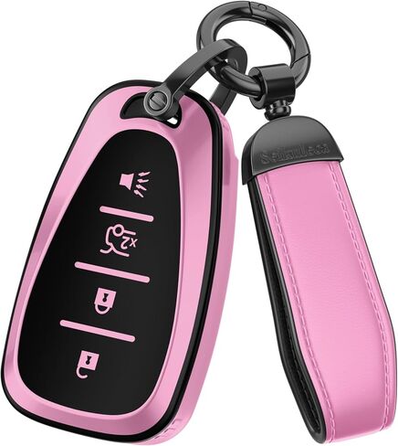For Chevy Key Fob Cover Accessories- Matte TPU Key Fob Cover with Leather Keychain for Equinox Malibu Camaro Cruze Blazer Traverse Trax and More. (Matte Gray, 5-Buttons) in Saudi Arabia