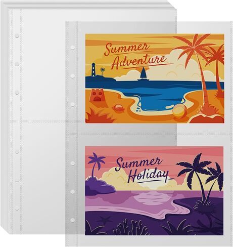 25 Sheets A5 Clear Sticker Binder Inserts Sleeve Pocket Sheets, Double-sided Refill Organizer Binder Protectors for 6 Ring A5 Binder Album, for Collect Stickers, Photos, Tickets, Cards, Cash, 1 Pocket in Saudi Arabia