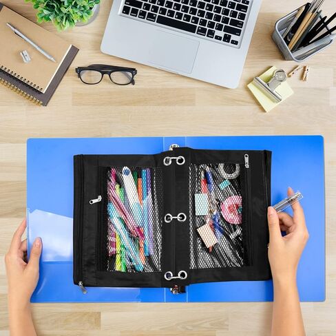 IKAYAS 3 Pack Pencil Pouch for 3 Ring Binder with Zipper, Pencil Pouch Bags for Classroom, Black in Saudi Arabia